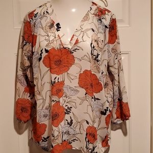 Beautiful Ann Taylor Flowered Blouse Sz XL